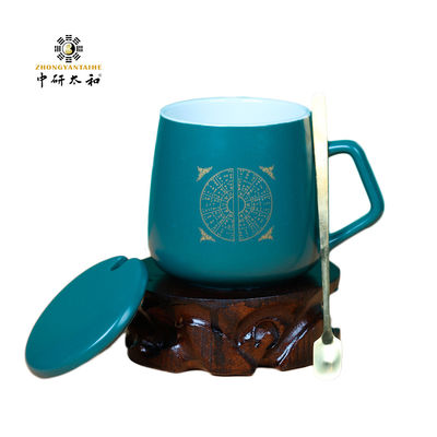 فنجان قهوه سرامیکی مات 7×9 سانتی متری قابل استفاده مجدد به سبک طب سنتی چینی با قاشق