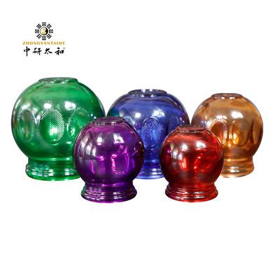 ست حجامت ماساژور سفارشی 5 عددی مخصوص فنجان آتش سوزی سنتی چینی شیشه رنگارنگ پاک کننده رطوبت