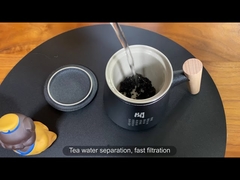 Ceramic Wood Handle Frosted Retro Tea Cup With Separator 8*8cm